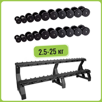 Комплект гантелей БАЗОВЫЙ 2.5-25 кг (10 пар) со стойкой