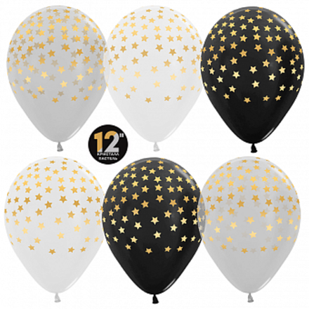 S 12'' Звездочки Ассорти кристалл/пастель 30 см.