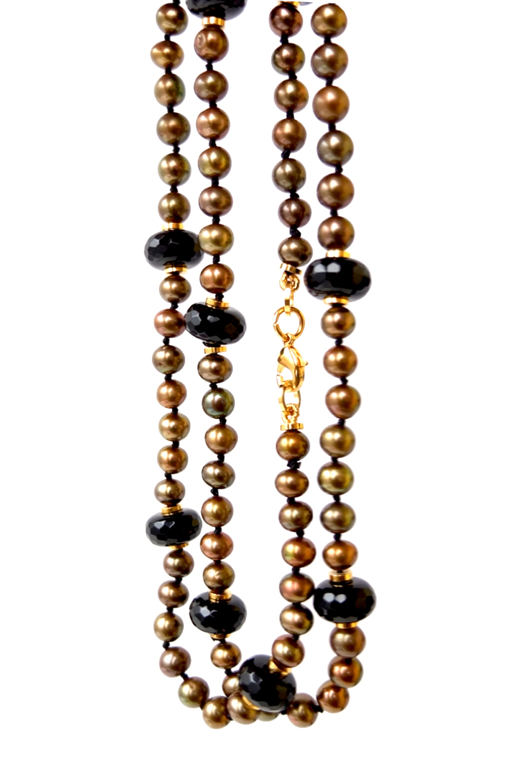 Бусы из жемчуга цвета бронзы, премиальная позолоченная фурнитура