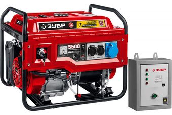 Генератор бензиновый ЗУБР СБА-5500 - [5 кВт / 220V] с АВР