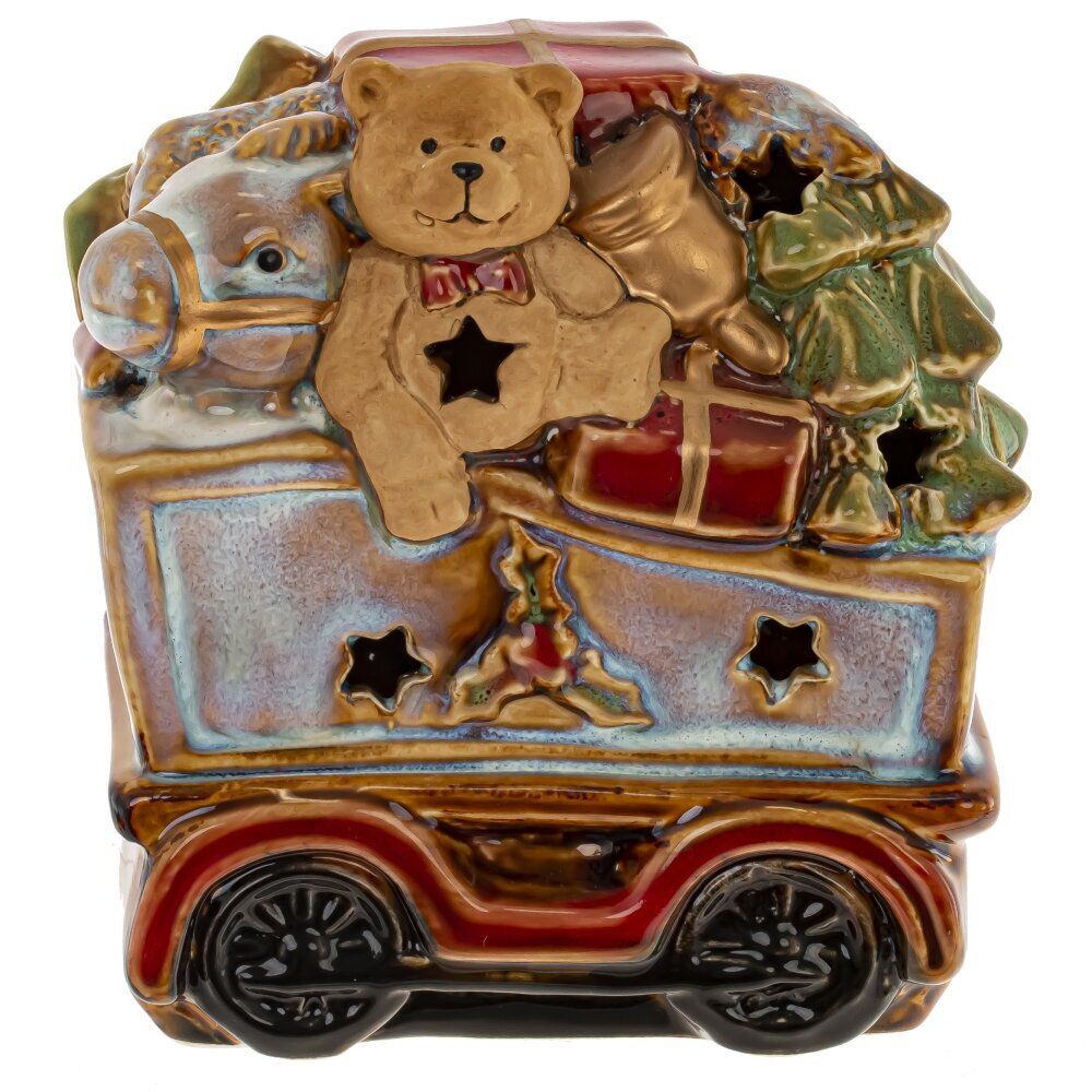 GAEM Набор из 2шт: Фигурка декор c подсветкой "Дед Мороз на поезде" (LR44x6), L26 W9 H15,5 см