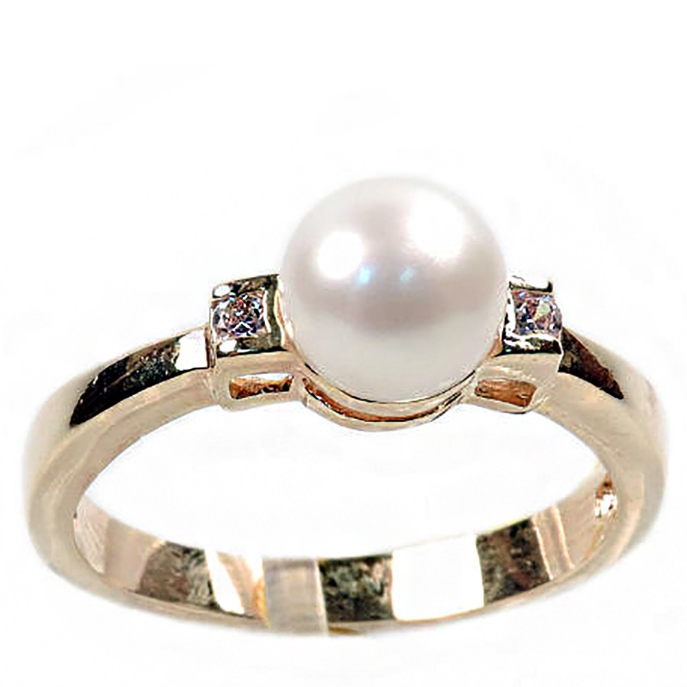 Кольцо "Соло" жемчуг белый, фианит