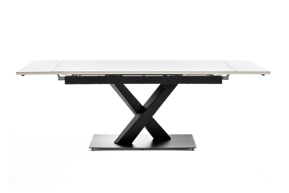 "Юпитер" стол интерьерный раздвижной обеденный из керамики, цвет белый глянцевый