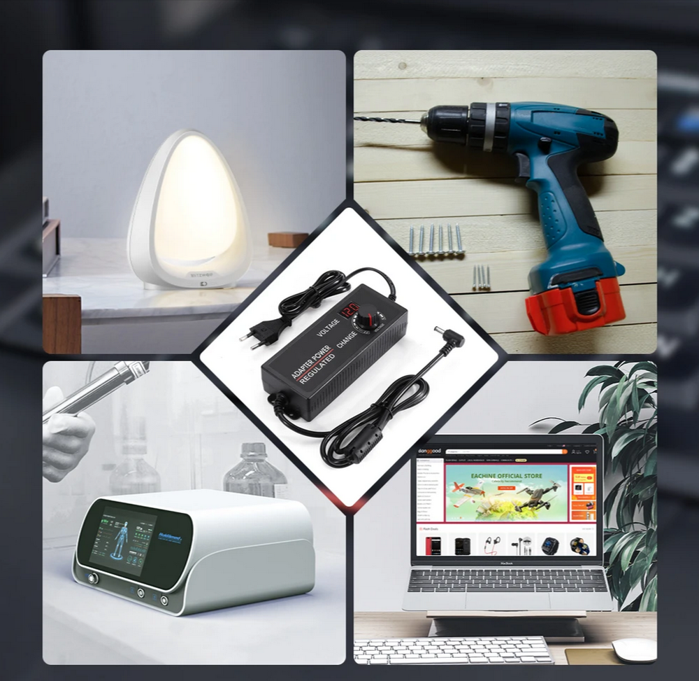 Адаптер регулируемый 3-12v/10A / 5.5мм,угловой HuaZhenYuan-009