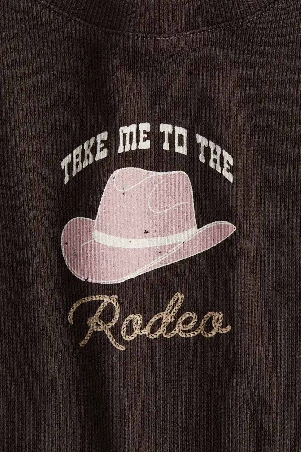 H&M Хлопковый топ в рубчик, коричневый