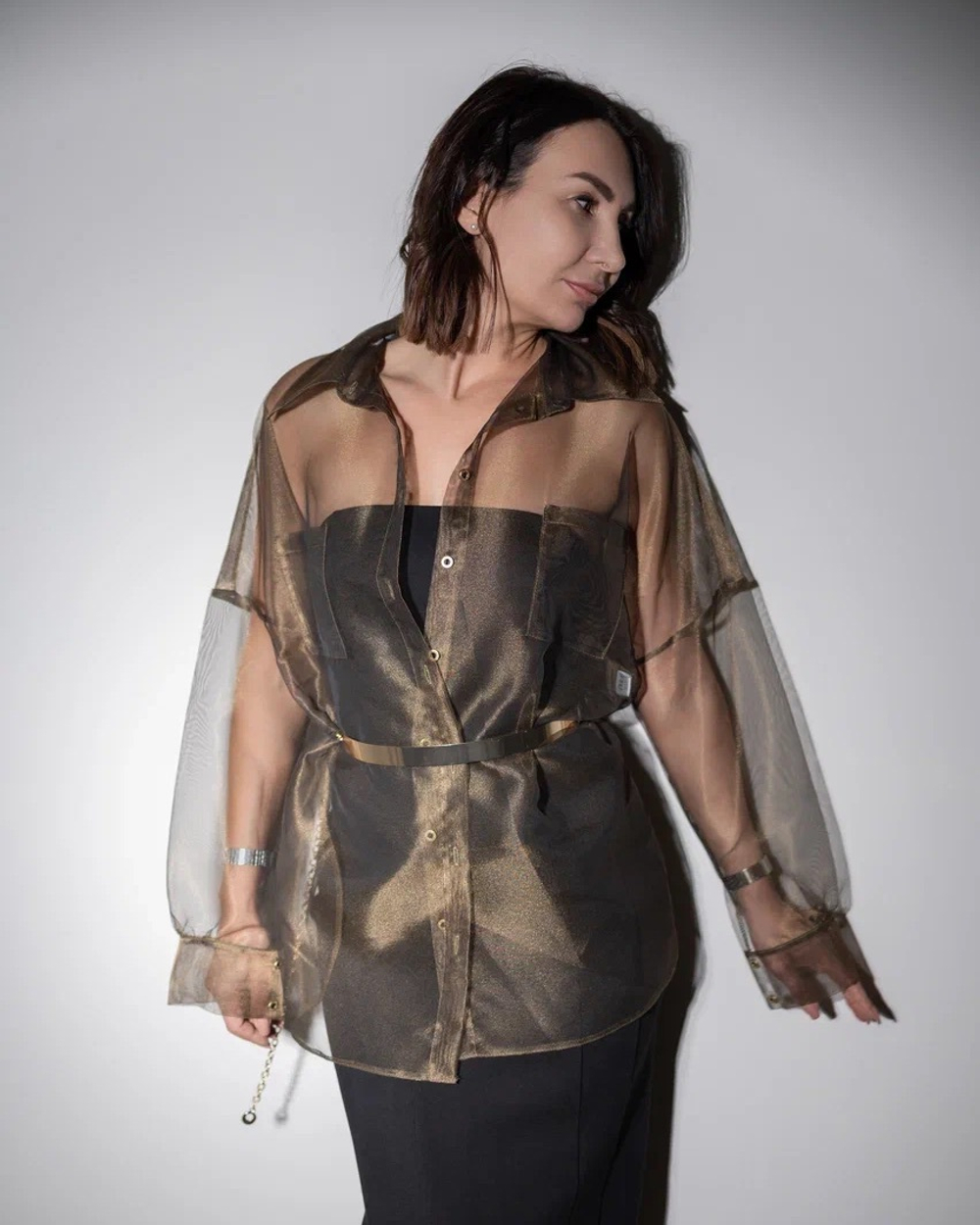 Прозрачная рубашка свободного силуэта