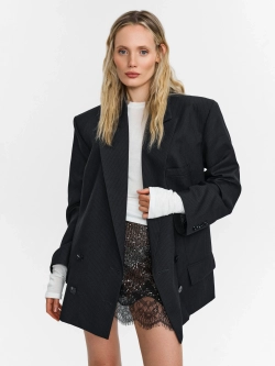 “Striped wool jacket” Двубортный жакет из шерсти.