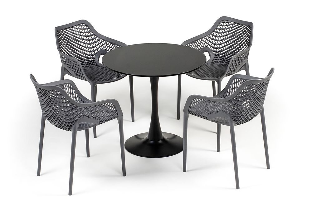 "Беллини" обеденная группа на 4 персоны, цвет темно-серый