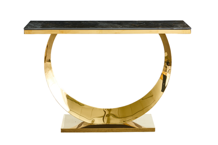 Стол-консоль Ist Casa Прайм, 120х40х78 см, черный мрамор, золотой