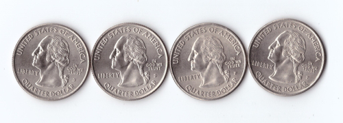 1/4 доллара США 2009 г. 4 шт. Разные. Медно-никель XF