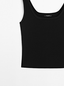 Massimo Dutti Трикотажный топ на бретелях, черный
