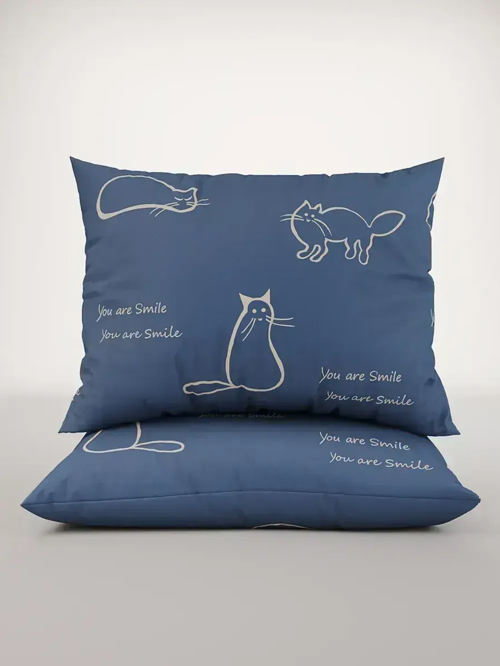 Постельное белье "КОТИКИ/КОТИКИ (компаньон)" евро наволочки 50х70 2шт Простынь на резинке 180х200 см Пододеяльник 200х215 см Сказка сатин