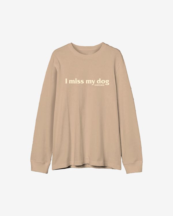 Лонгслив I miss my dog Grey Beige - фото 1