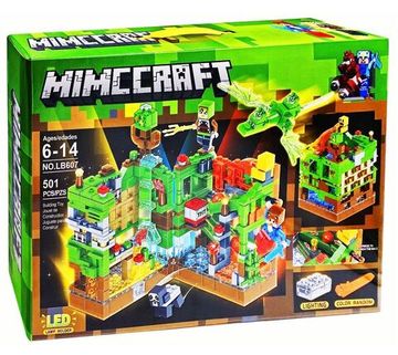 Конструктор Майнкрафт "Сражение за зеленую крепость светящийся" с LED-подсветкой, 501 деталь