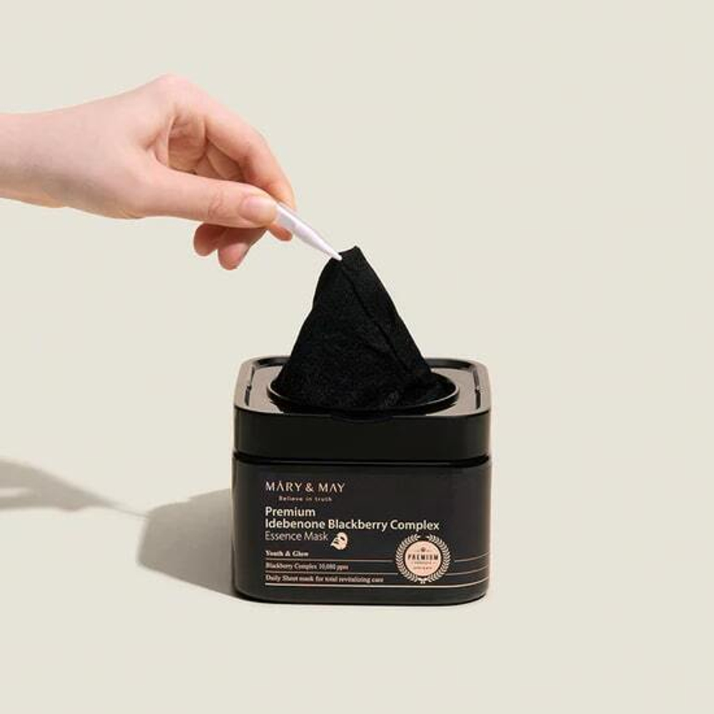 Набор масок с комплексом идебенона и ежевики Mary&May Premium Idebenone Blackberry Complex Essence Mask