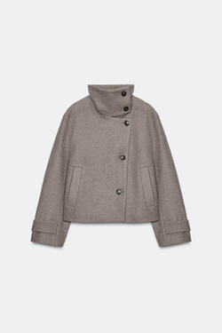 ZARA КУРТКА С ВЫСОКИМ ВОРОТНИКОМ, РЫЖЕВАТО-КОРИЧНЕВЫЙ