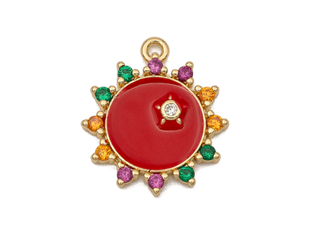 Подвеска круглая 18мм, эмаль, стразы