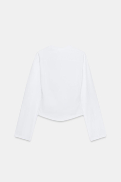 ZARA ФУТБОЛКА РЕГЛАН С ДЛИННЫМИ РУКАВАМИ, БЕЛЫЙ