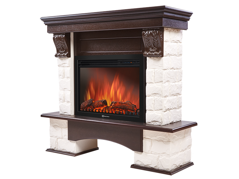 Портал Firelight Forte 25S камень белый, шпон темный дуб