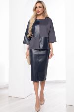 Юбка из экокожи (синяя) Ю8822 LT Collection