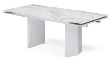 Стол МОЦАРТ 200 Белый мрамор, стекло / Белый