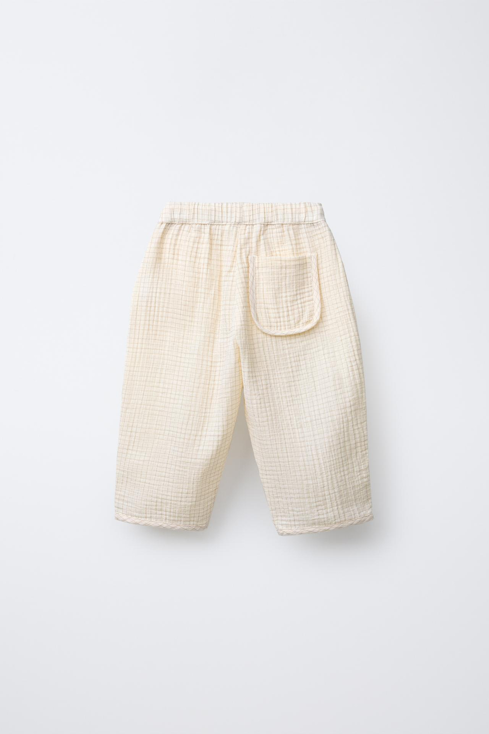 ZARA БРЮКИ BAGGY ИЗ РЕЛЬЕФНОЙ ТКАНИ В КЛЕТКУ, ЭКРЮ