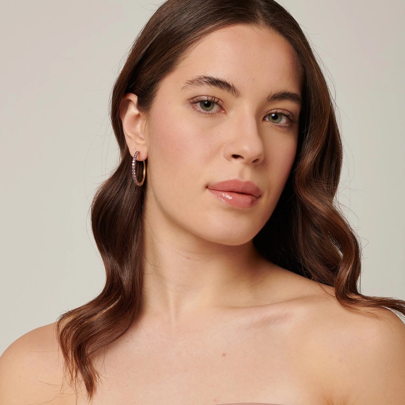 Серьги-кольца Желание – Золото, Фиолетовые