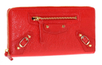 Balenciaga Zip Closure Sheepskin Clutch Women"s Red