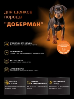 Корм для щенков Доберман, с индейкой, 12 кг