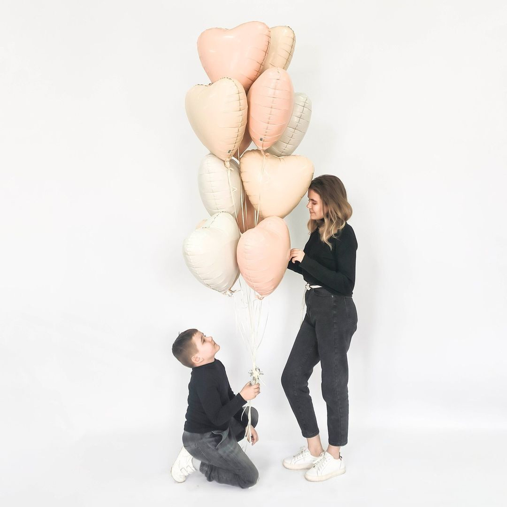 Сердце 19" Пудра, сатин Agura