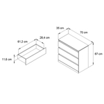 Комод, 70х35х67, Марм, для одежды и игрушек, в прихожую, для кухни с ящиками, артизан, Dipriz