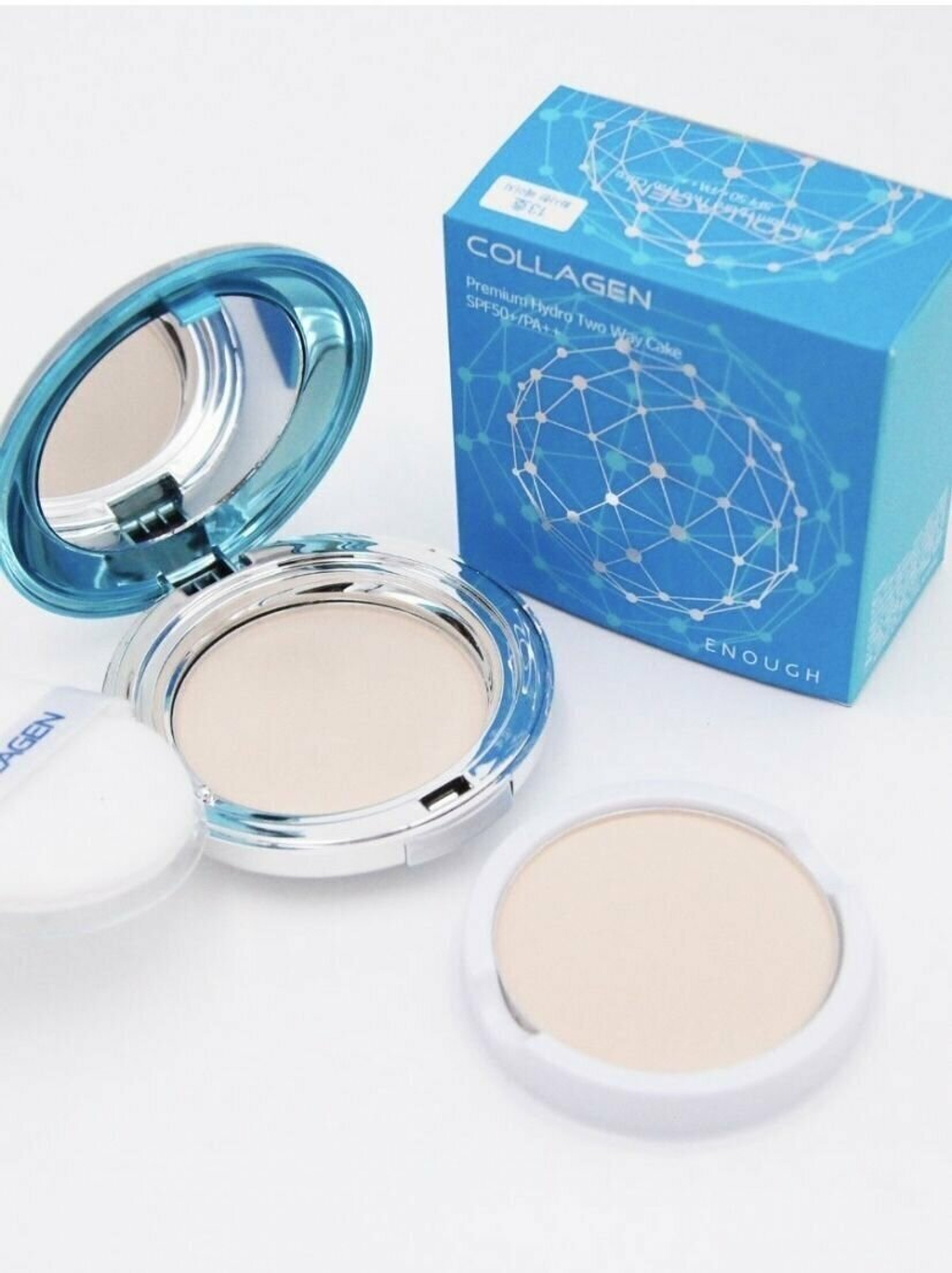 Enough Пудра компактная с коллагеном Ultra X10 Two-Way Cake SPF50+ PA+++ со сменным блоком, тон 13