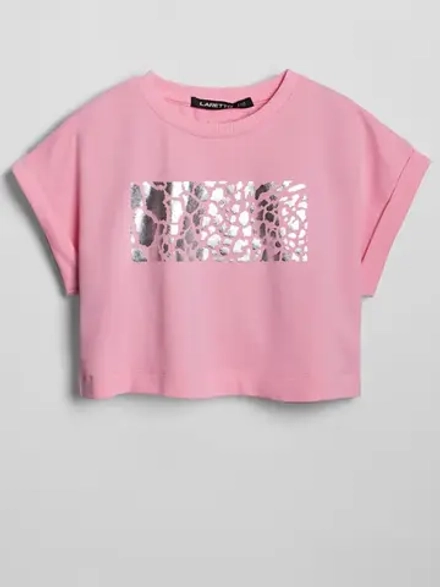 Футболка детская оверсайз укороченная с принтом