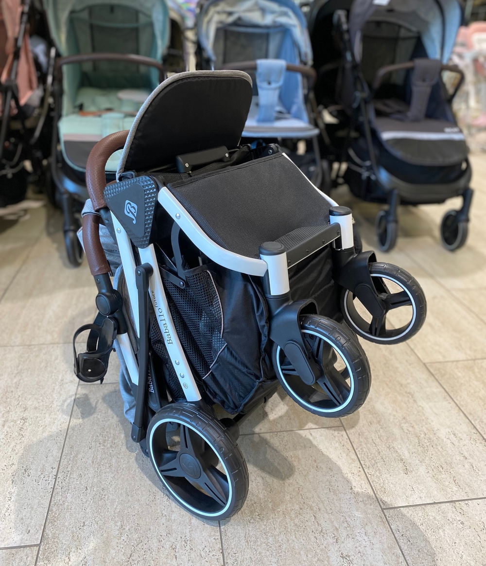 Коляска прогулочная Babalo 2022 Серый текстиль на чёрной раме с сумкой