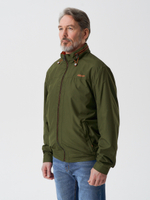 Ветровка мужская на резинке с контрастными акцентами зелёного цвета.