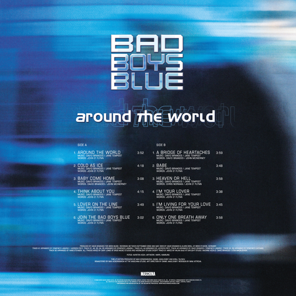 LP: Bad Boys Blue — «Around The World» (2003/2025) [Blue Vinyl]