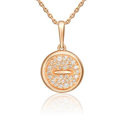 Подвеска «Пуговица» из красного золота с фианитами