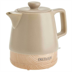Чайник электрический 1200 Вт, 1 л, корпус из фарфора DELTA LUX DE-1013 бежевый