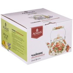 ЧАЙНИК AGNESS ЭМАЛИРОВАННЫЙ, 3,0 Л, СЕРИЯ "КОРЕЙСКАЯ РОЗА"