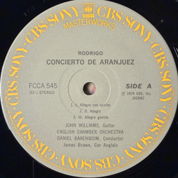 Виниловая пластинка Родриго - Концерт в Аранхуэсе / Вилла-Лобос - Концерт для гитары LP