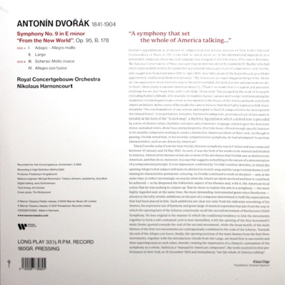 Nikolaus Harnoncourt / Dvorak: Symphony No. 9 “From The New World” (LP)