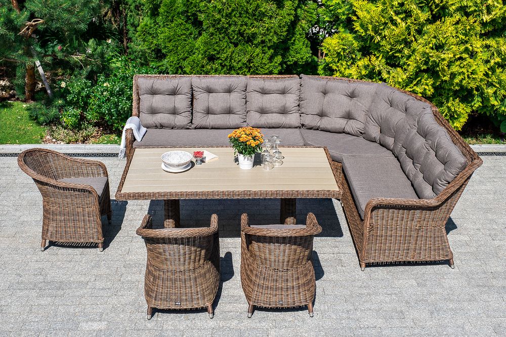 "Бергамо" плетеный угловой диванный модуль, цвет коричневый