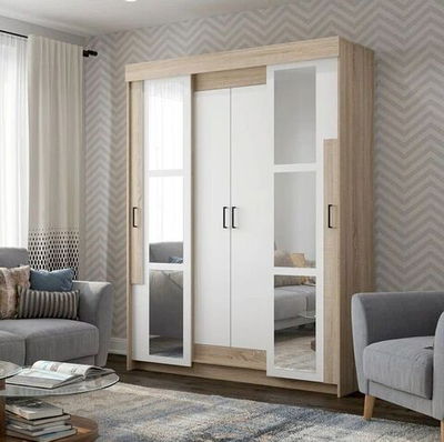 Шкаф-купе "VR" c зеркалом Сонома/Белый 1600 х 2100 х 526 мм