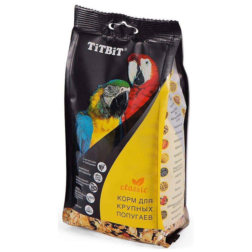 Корм для крупных попугаев TitBit Classic, Пакет 500 г