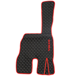 Ковры VOLVO FM до 2008 года (экокожа, черный, красный кант, красная вышивка)