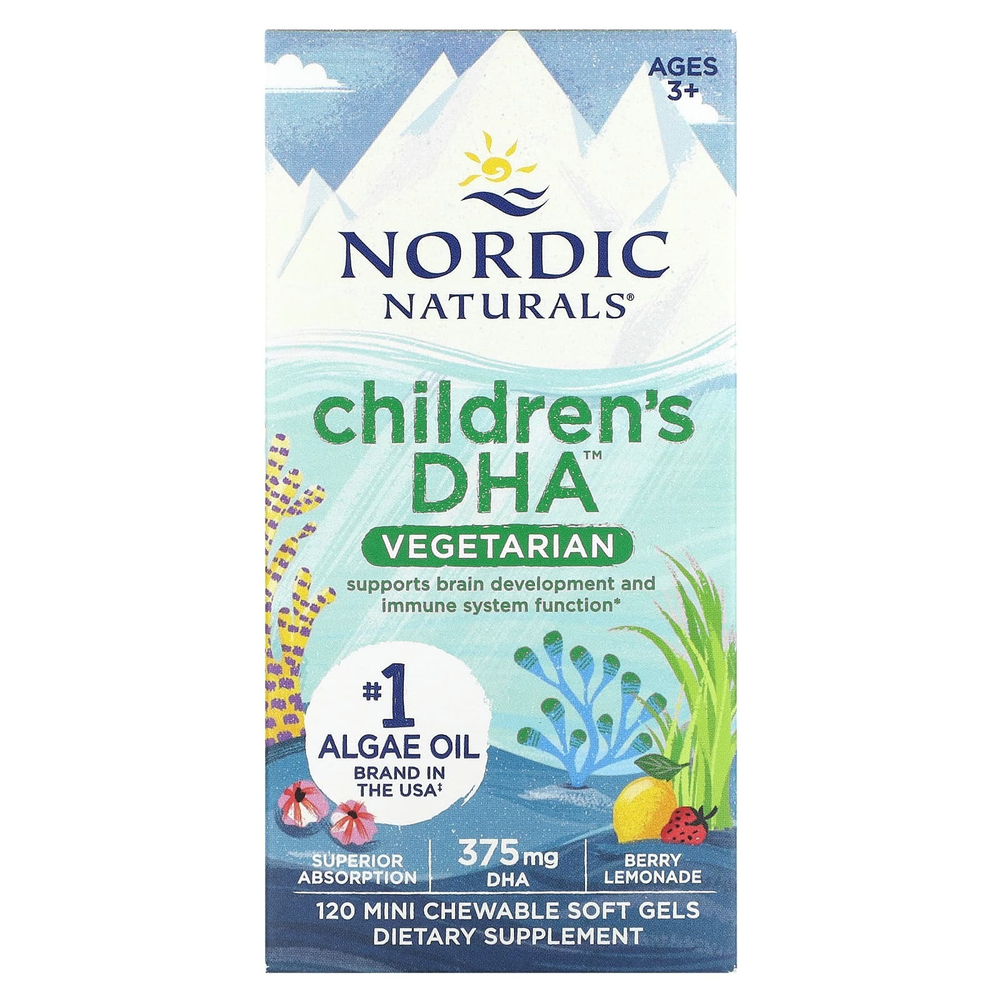 Nordic Naturals, ДГК для детей, от 3 лет, ягодный лимонад, 120 жевательных мини-капсул (125 мг в 1 капсуле)