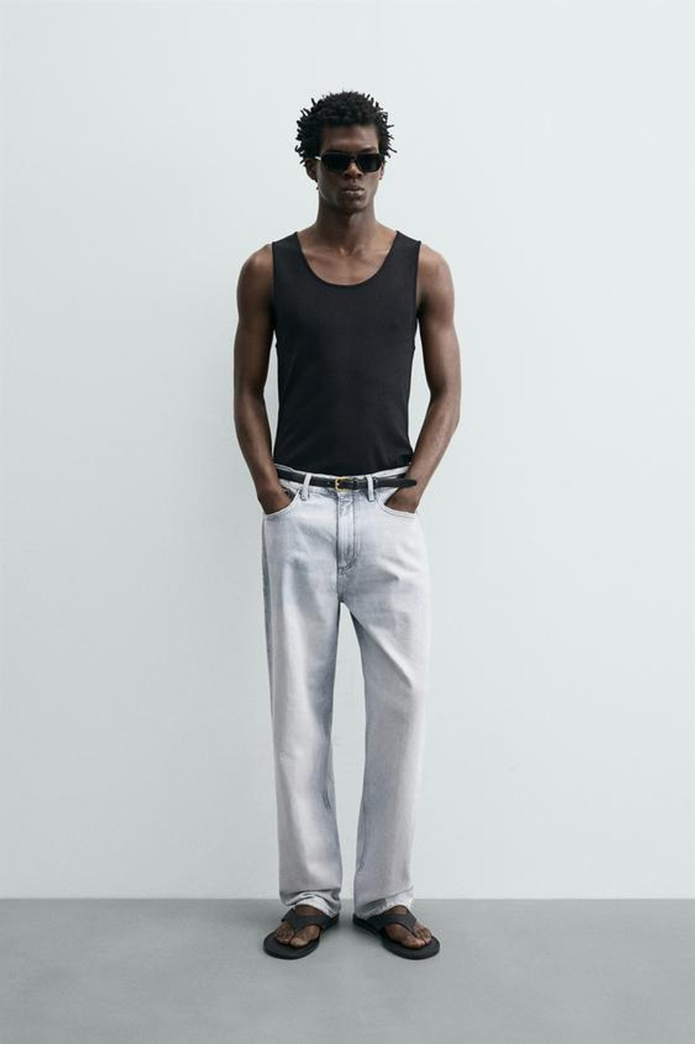 ZARA ДЖИНСЫ STRAIGHT ДЛИНОЙ ДО ЩИКОЛОТКИ, НЕБЕСНО-ГОЛУБОЙ