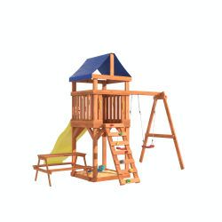 Детская площадка Fun Land с качелями, горкой и столиком со скамейками