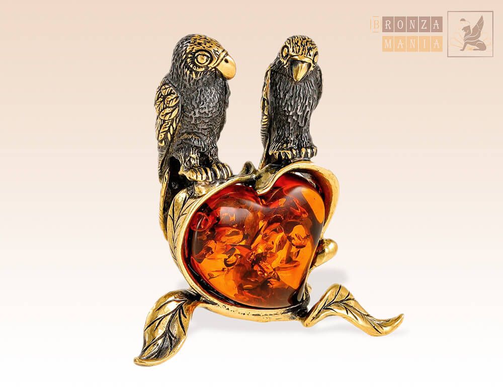 фигурка Попугаи Неразлучники на сердце