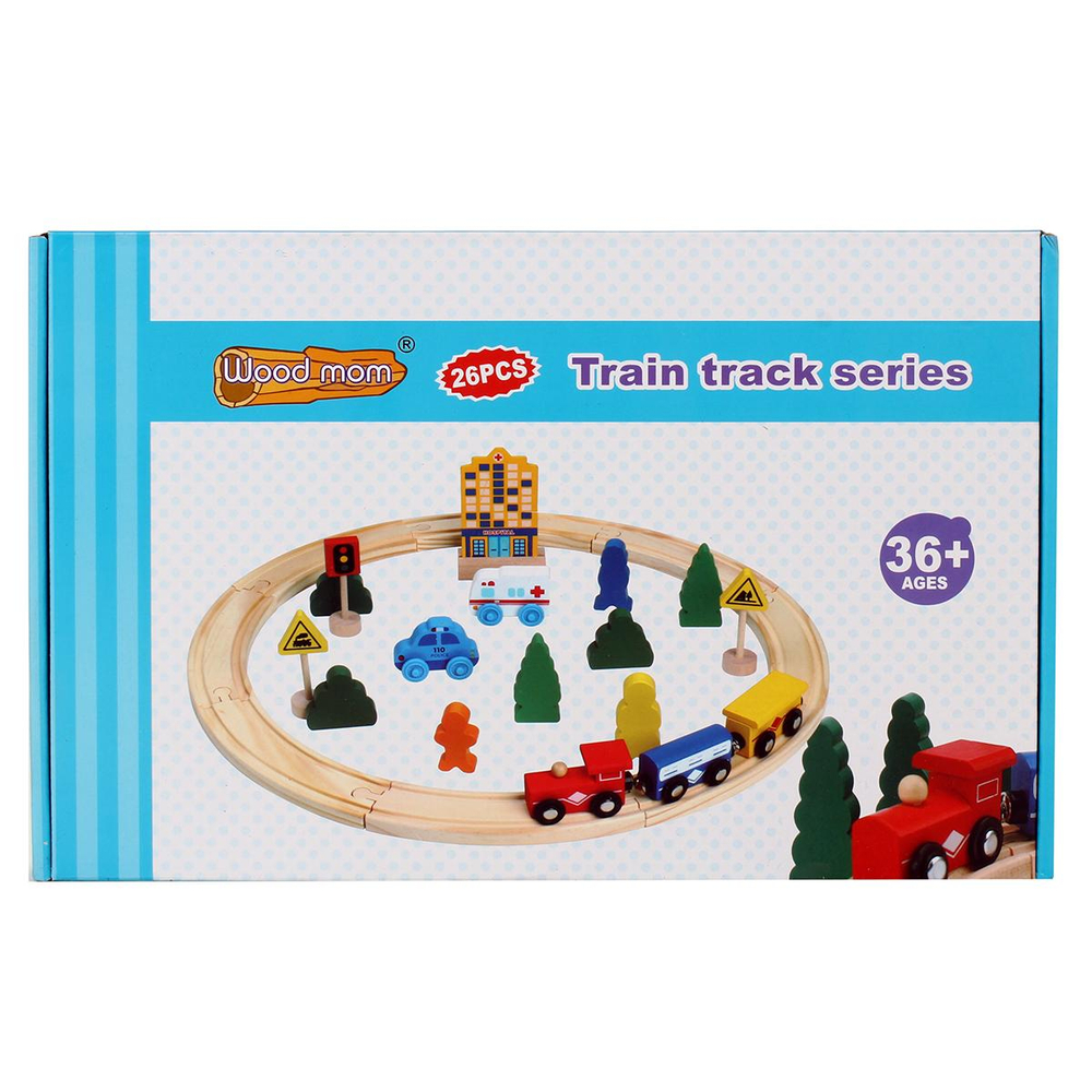 Развивающая игрушка Деревянная дорога 26 элементов, коробка C-41881